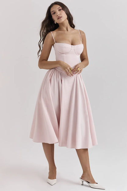 Pleated Summer Midi Slip Dress