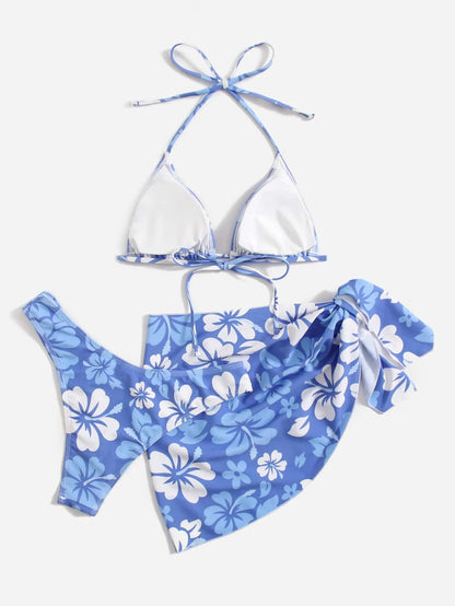 3-Piece Bikini Set with Skirt