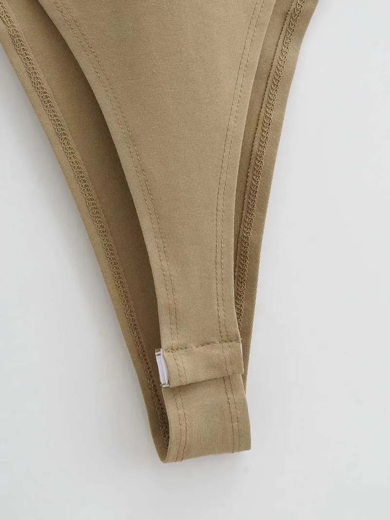 Padded Shoulder Sleeveless Bodysuit Sheyln