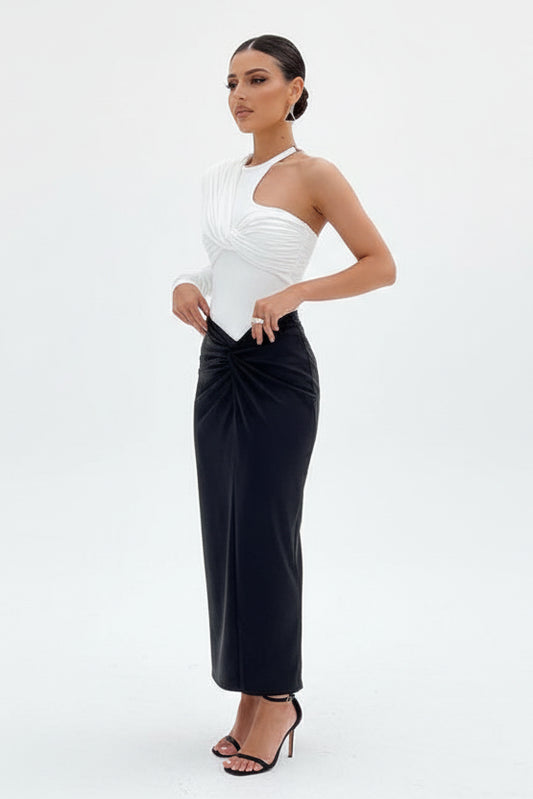 One-Shoulder Twist Backless Bodysuit