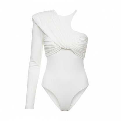One-Shoulder Twist Backless Bodysuit Sheyln