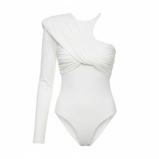 One-Shoulder Twist Backless Bodysuit