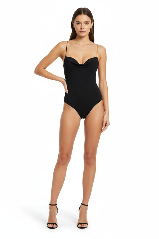 Sweetheart Draped Backless Bodysuit