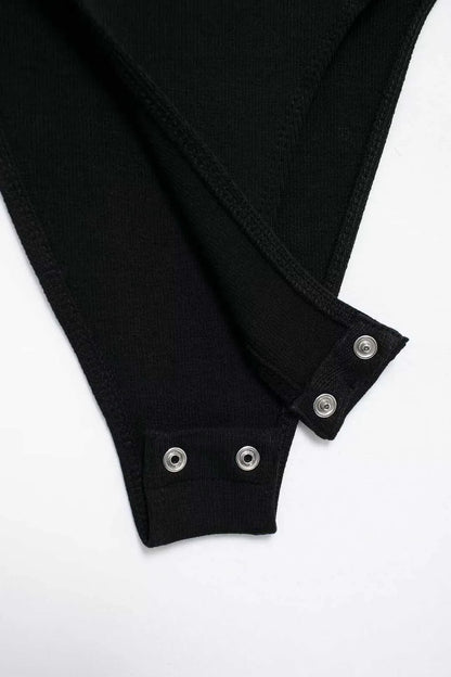 Ribbed Snap-Button Bodysuit Sheyln