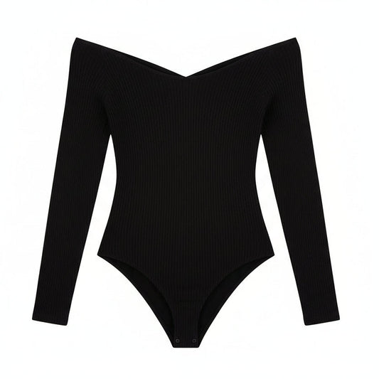 Knit Bandage Long Sleeve Bodysuit Sheyln
