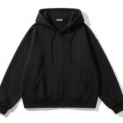 Fleece-Lined Cropped Zip-Up Hoodie Sheyln