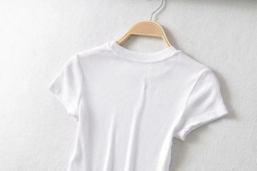 O-Neck Slim Crop Tee Sheyln
