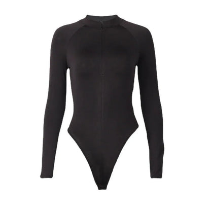 Half-Zip Mock Neck Long Sleeve Bodysuit Sheyln