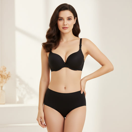 Black bra with thin straps on a white background