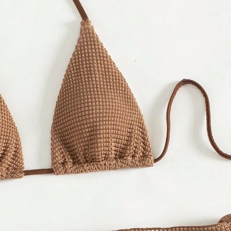 Brown 3-Piece Bikini Set
