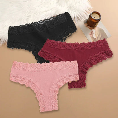 Floral Lace Cotton Briefs 3-Pack Sheyln