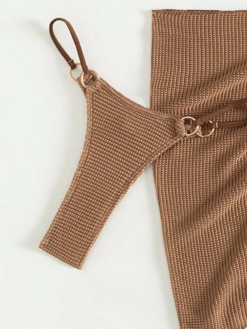 Brown 3-Piece Bikini Set