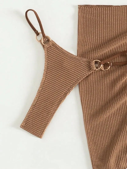 Brown 3-Piece Bikini Set