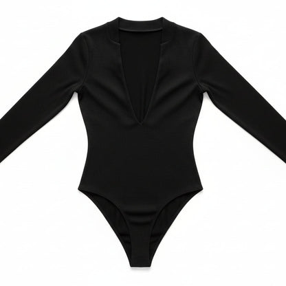 Half-Zip Mock Neck Long Sleeve Bodysuit Sheyln