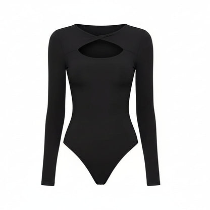 Crew Neck Long Sleeve Solid Bodysuit Sheyln