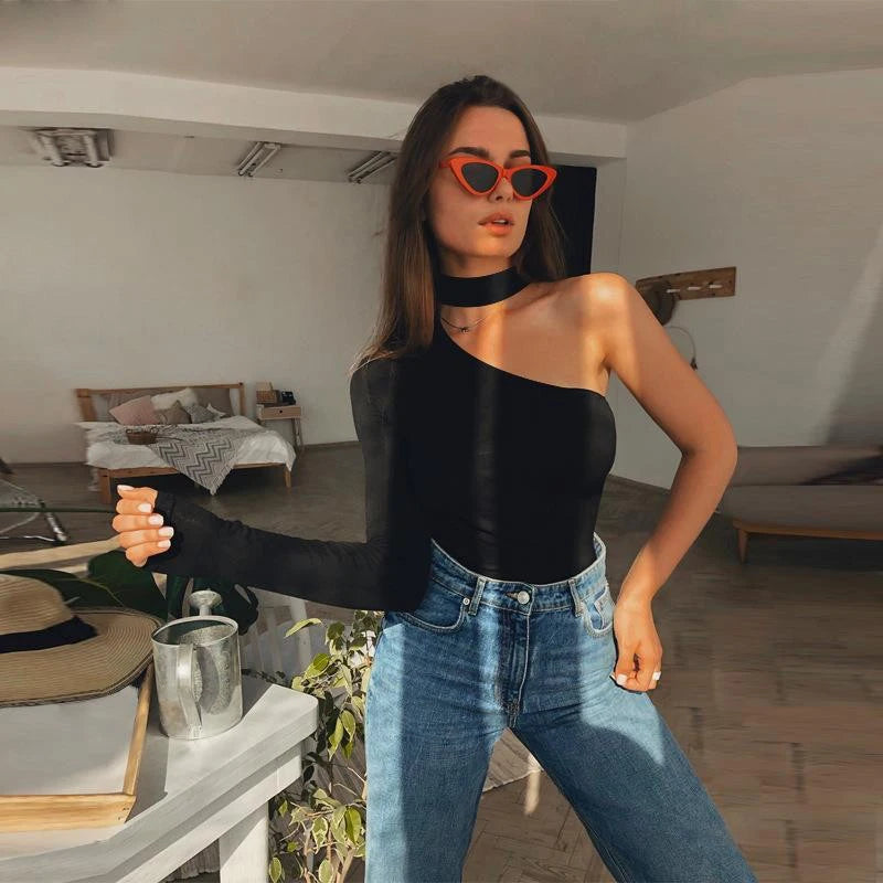 Vintage Long Sleeve Bodycon Bodysuit Sheyln