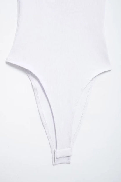 Ribbed Snap-Button Bodysuit Sheyln