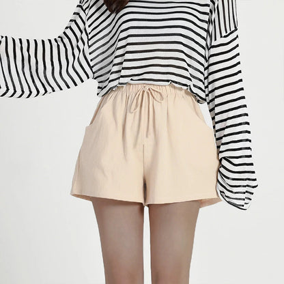 High-Waist Linen Shorts Sheyln