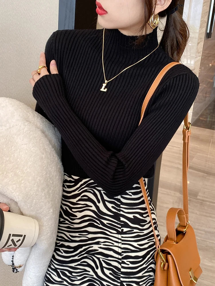Elegant Knit Turtleneck Pullover – Slim Fit Sheyln