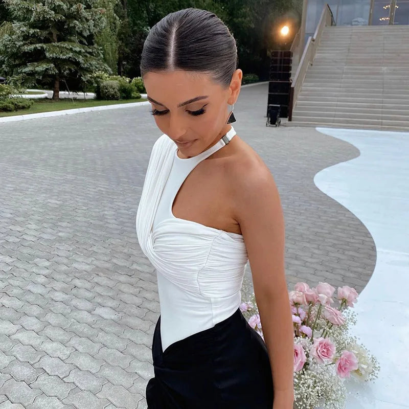 One-Shoulder Twist Backless Bodysuit Sheyln