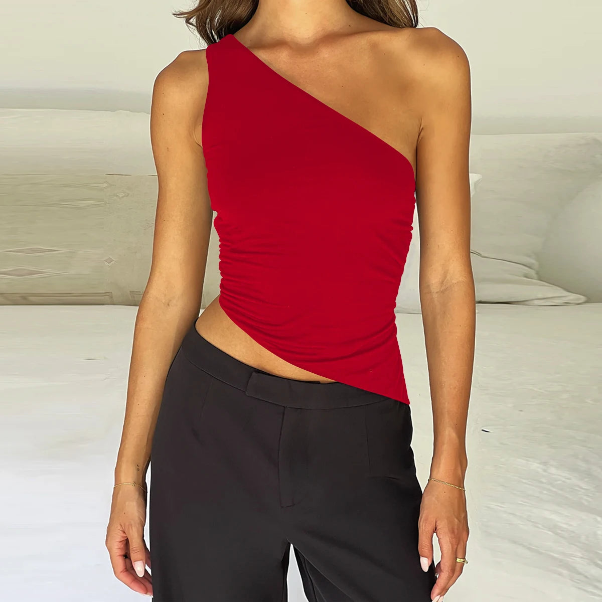 Diagonal Strap Backless Bodysuit Sheyln