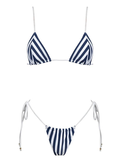 Striped Micro Triangle Bikini Set Sheyln