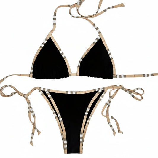 Stripe Halter Bikini Set