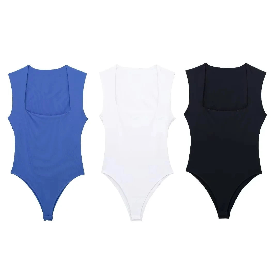 Square Neck Sleeveless Bodysuit Sheyln