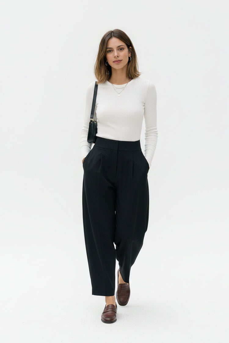 Pleated Wide Leg Trouser