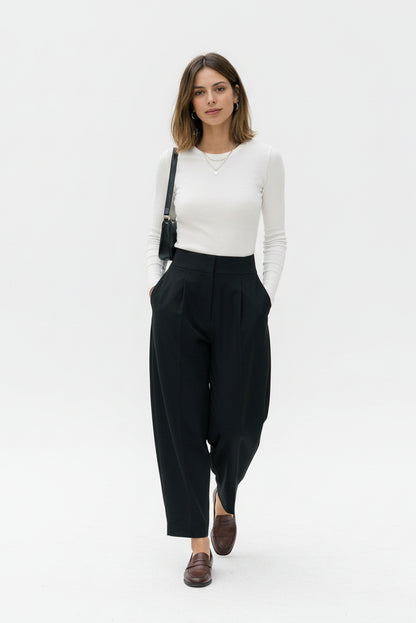 Pleated Wide Leg Trouser