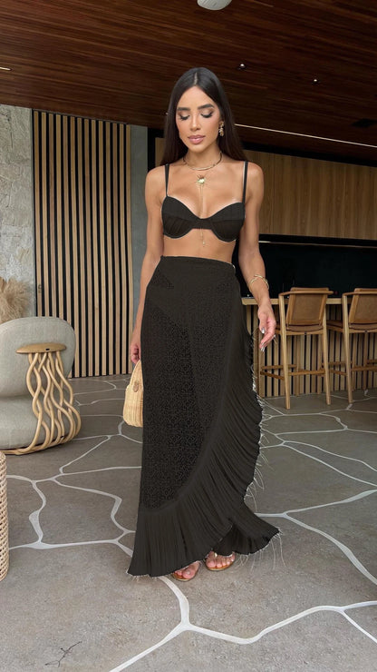 3-Piece Tassel Skirt Bikini Set