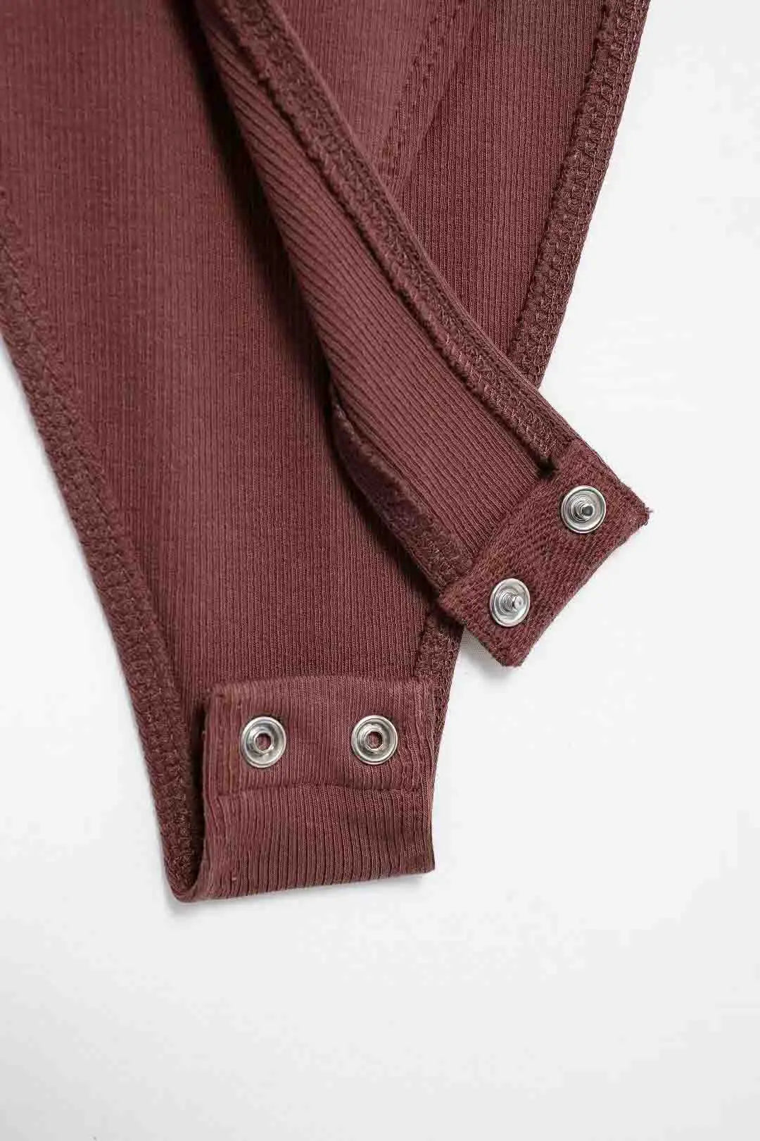 Ribbed Snap-Button Bodysuit Sheyln