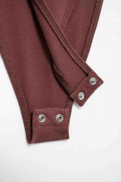 Ribbed Snap-Button Bodysuit Sheyln