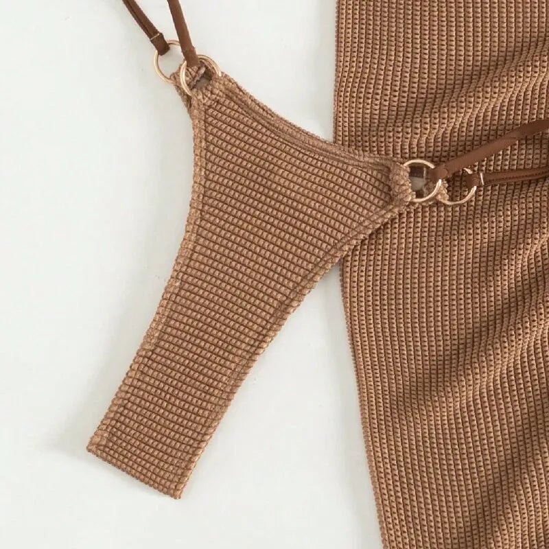 Brown 3-Piece Bikini Set