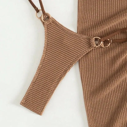 Brown 3-Piece Bikini Set
