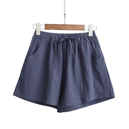 High-Waist Linen Shorts Sheyln