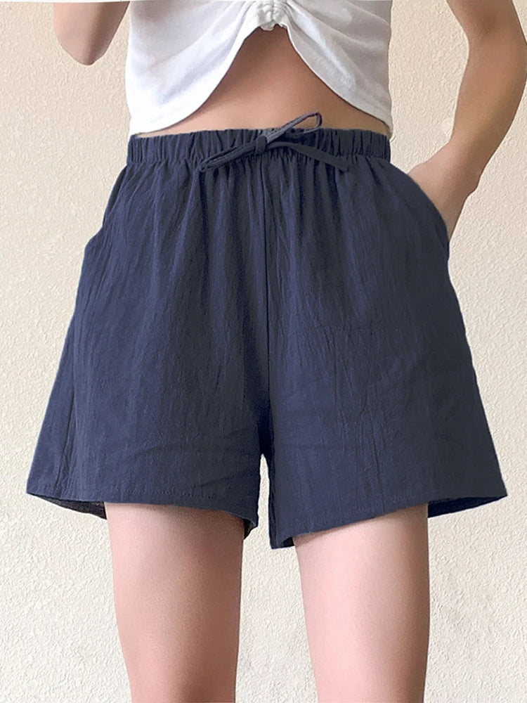 High-Waist Linen Shorts Sheyln