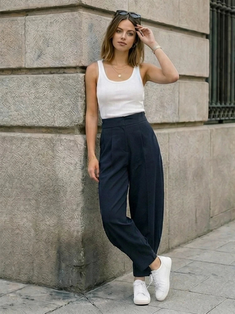 Pleated Wide Leg Trouser