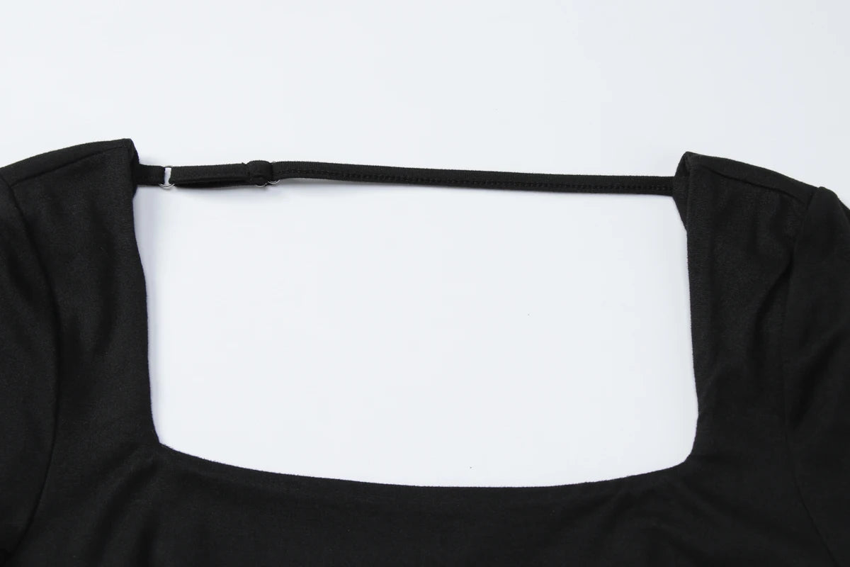 Square Neck Backless Long Sleeve Bodysuit Sheyln
