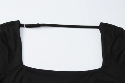 Square Neck Backless Long Sleeve Bodysuit Sheyln