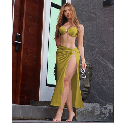 3-Piece Tassel Skirt Bikini Set