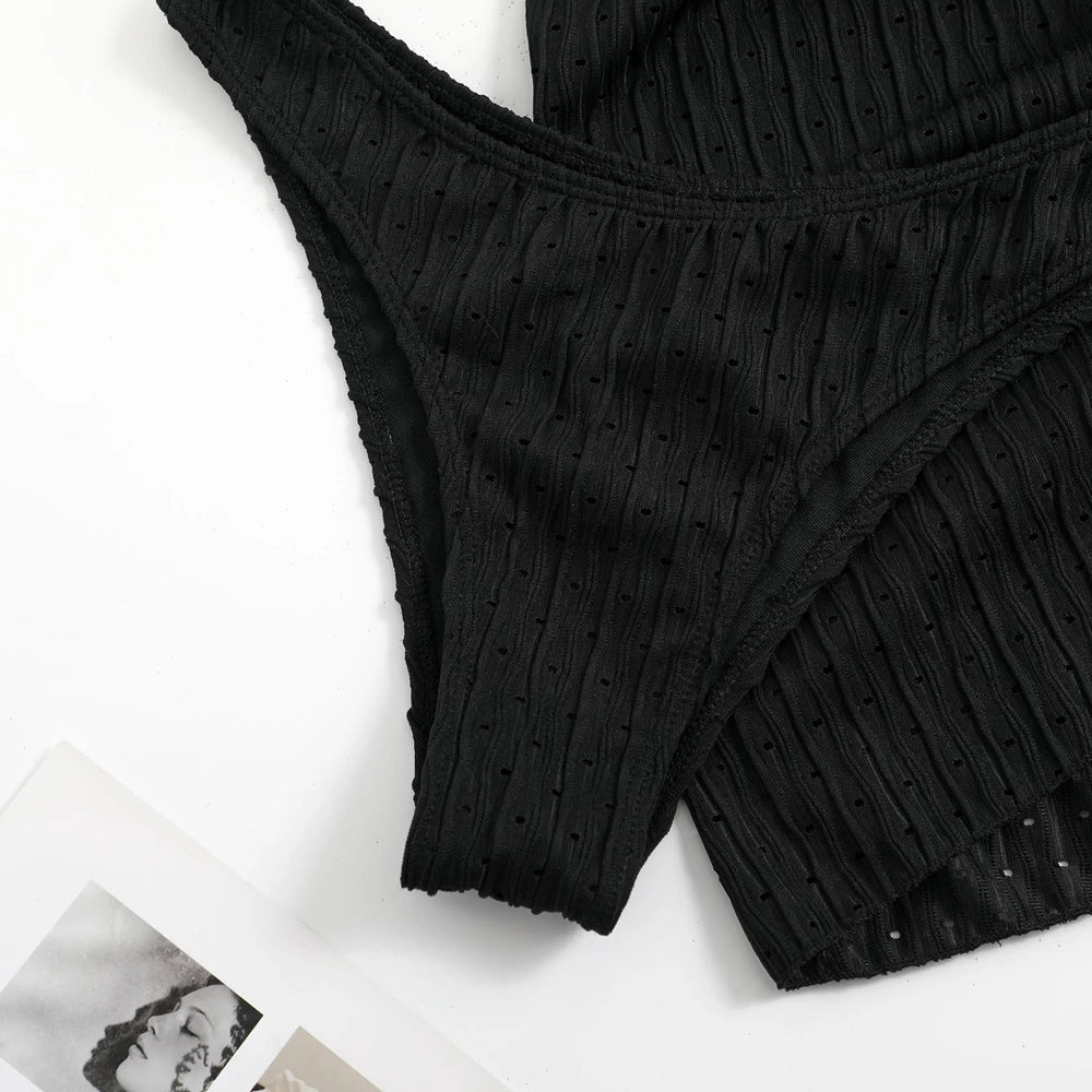 3-Piece Halter Bikini Set with Sarong