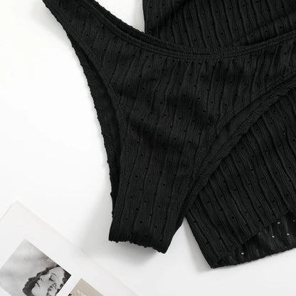 3-Piece Halter Bikini Set with Sarong