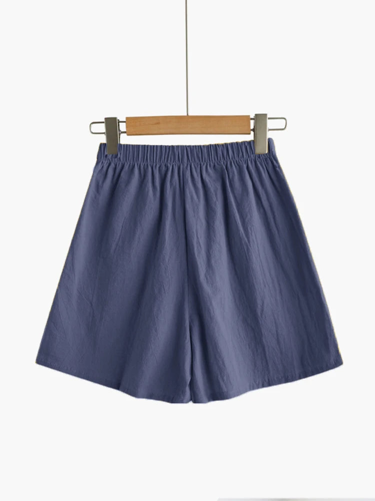 High-Waist Linen Shorts Sheyln