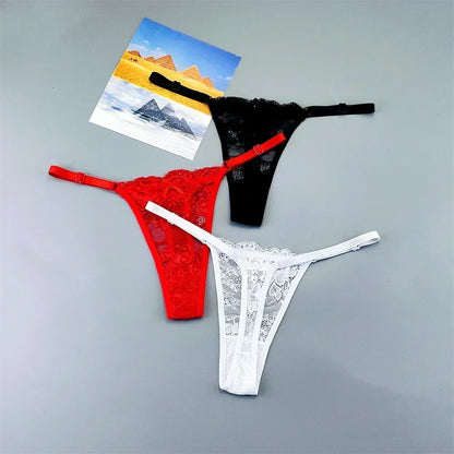 Sheer Lace Adjustable Thong Set 3-Pack Sheyln