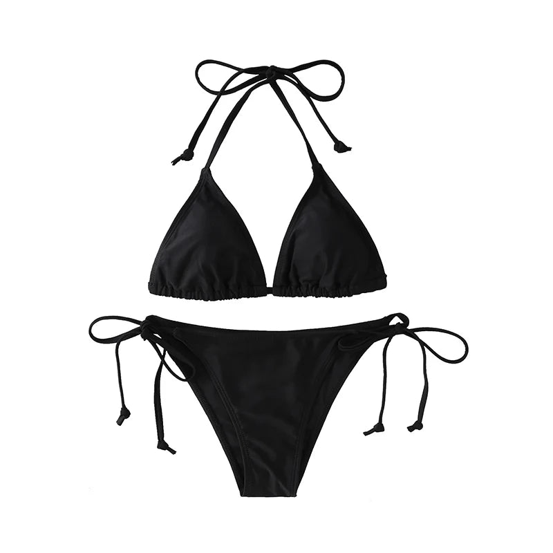 String Triangle Thong Bikini Set Sheyln