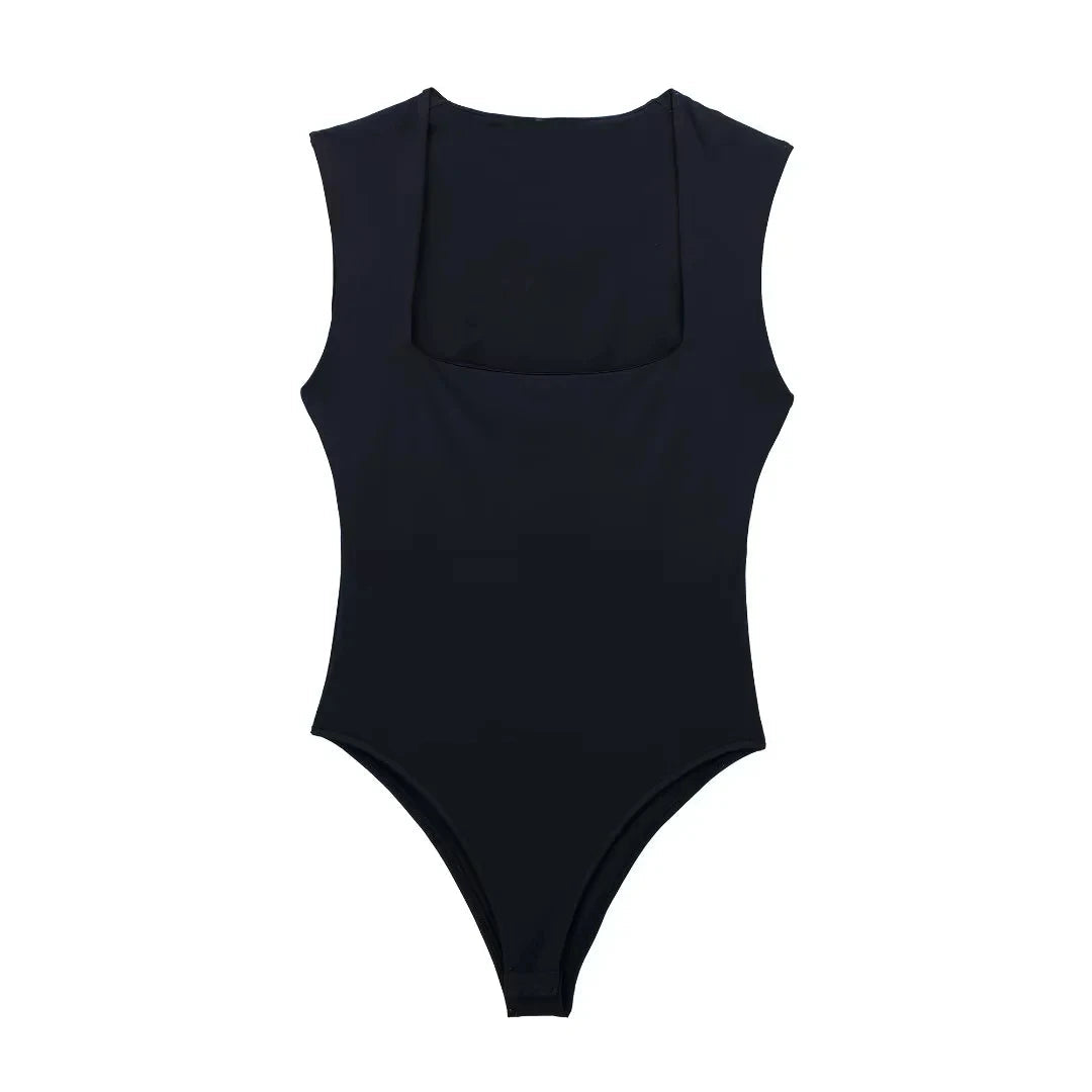 Square Neck Sleeveless Bodysuit Sheyln