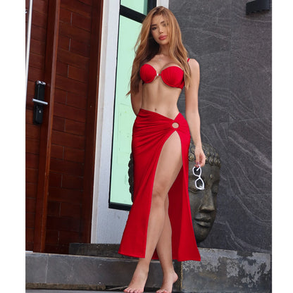 3-Piece Tassel Skirt Bikini Set