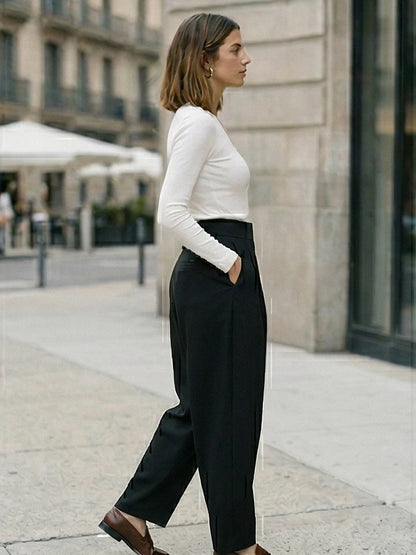 Pleated Wide Leg Trouser