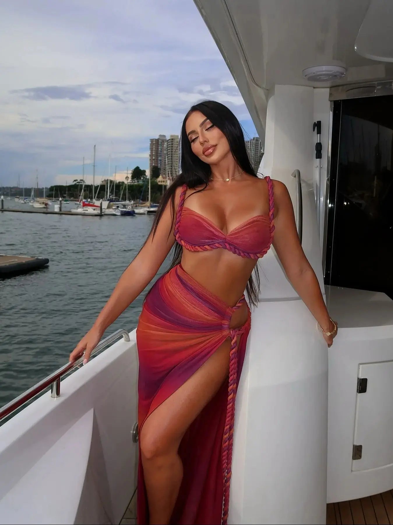 3-Piece Tassel Skirt Bikini Set